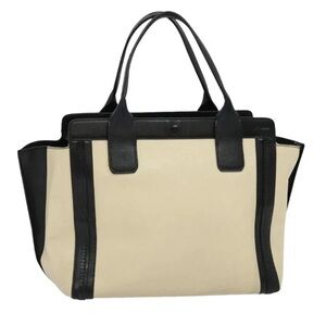 Chloe Calfskin Alison East West Tote Bag, Ivory & Black
